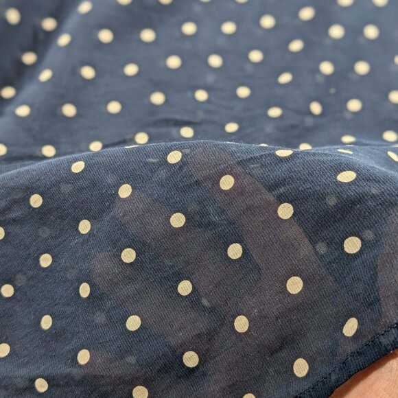 J Crew Button Up Top Womens Medium 8 Blue Polka Dot Sheer Cotton Silk Blend - Picture 9 of 10